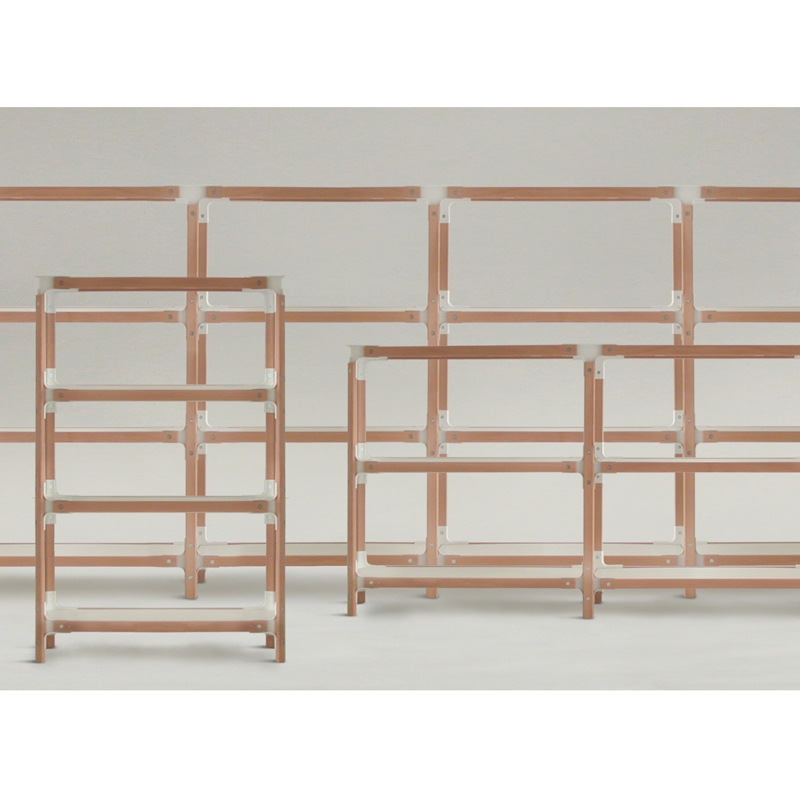 Etagère STEELWOOD SHELVING SYSTEM 4 plateaux 2 modules Blanc, bois MAGIS