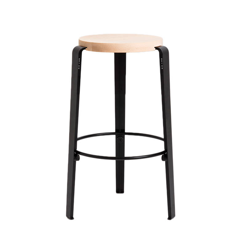 Tabouret haut MI LOU Hêtre Noir graphite TIPTOE