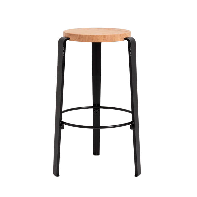 Tabouret haut MI LOU Chêne Noir graphite TIPTOE