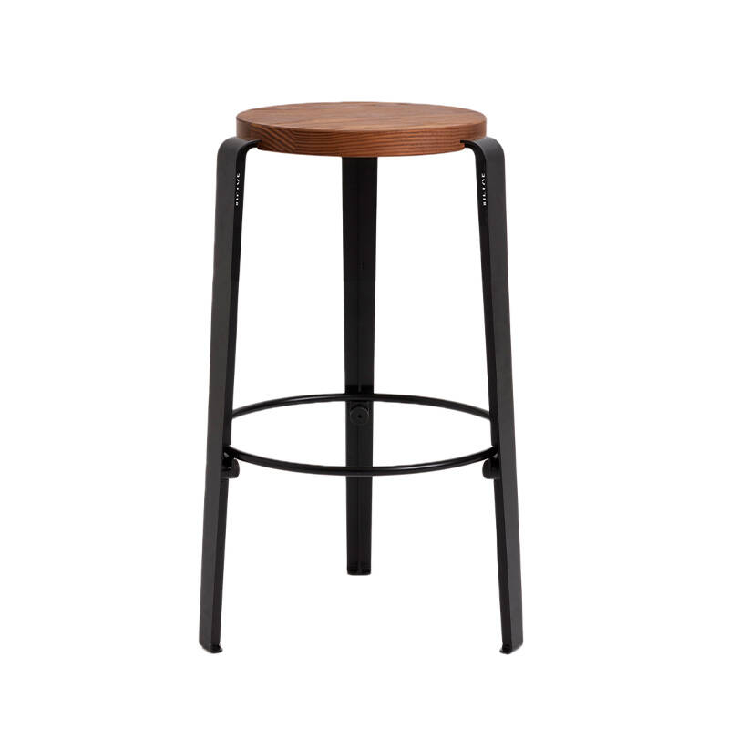 Tabouret haut MI LOU Chêne Teinté Noir graphite TIPTOE