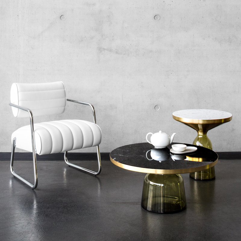 Table d'appoint guéridon BELL SIDE Marbre Gris quartz CLASSICON