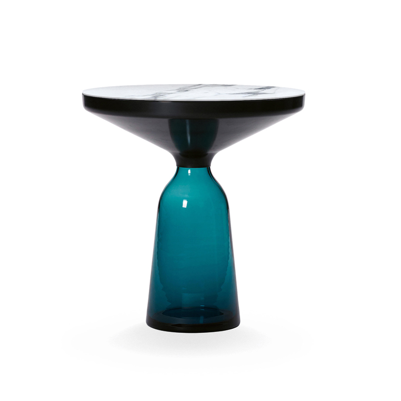 Table d'appoint guéridon BELL SIDE Marbre Bleu Montana/ noir CLASSICON