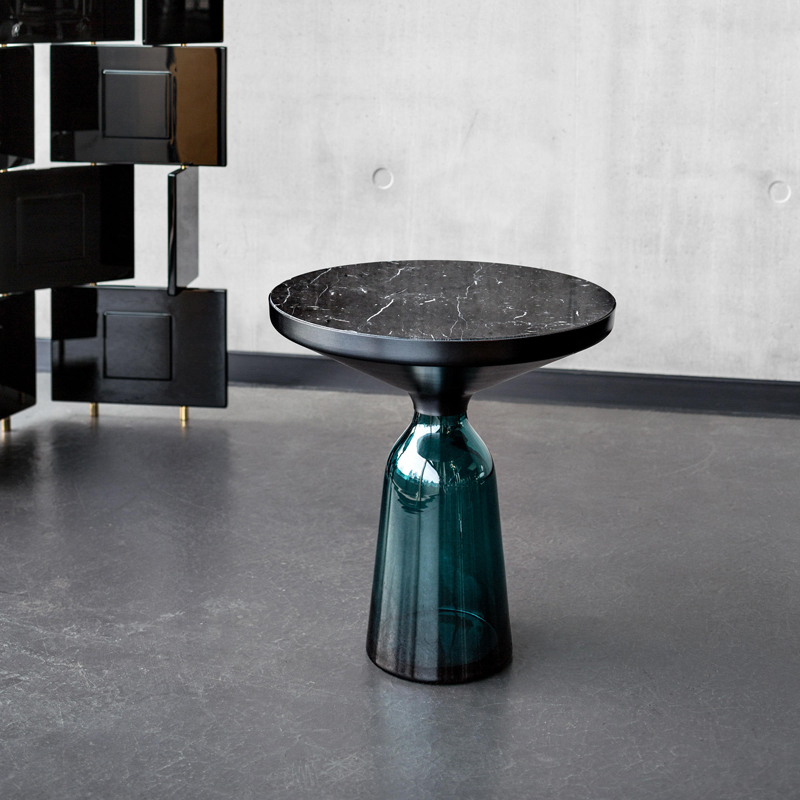 Table d'appoint guéridon BELL SIDE Marbre Bleu Montana/ noir CLASSICON