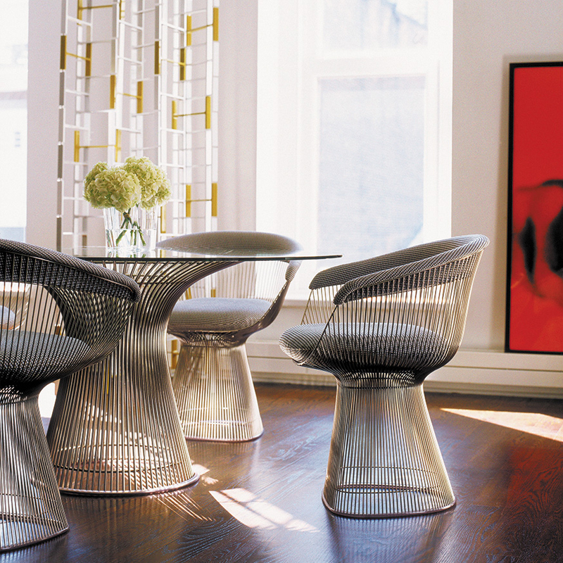 Table PLATNER Ø 135 Marbre Noir veiné blanc KNOLL