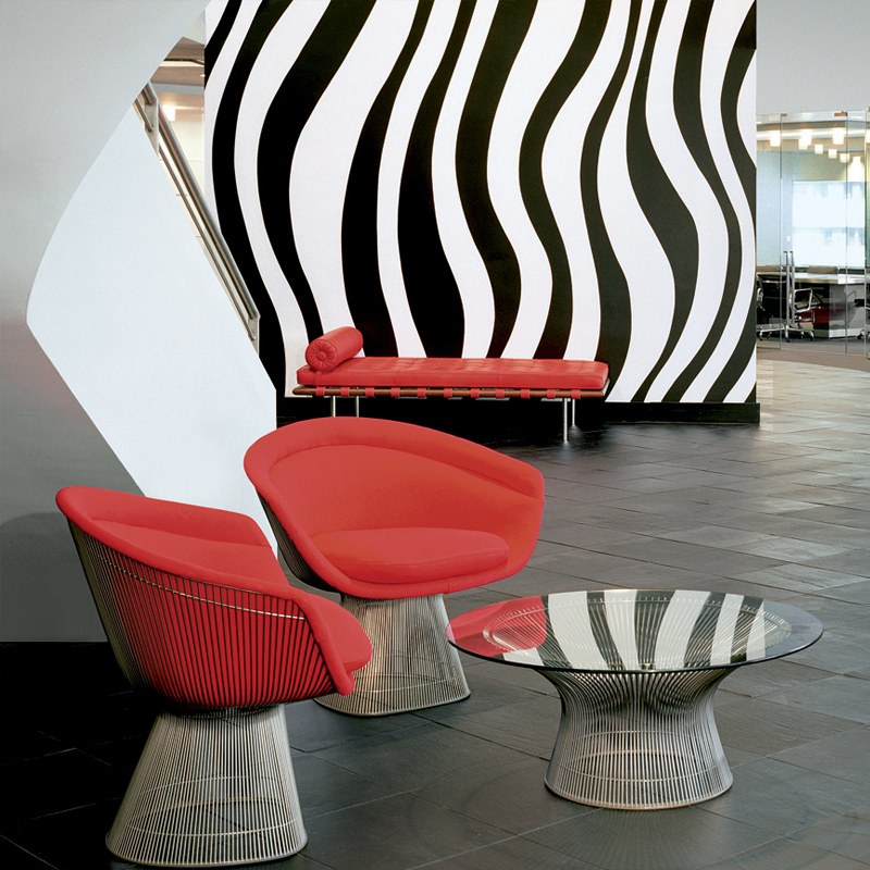 Table basse PLATNER Ø 91,5 Marbre Noir veiné blanc KNOLL
