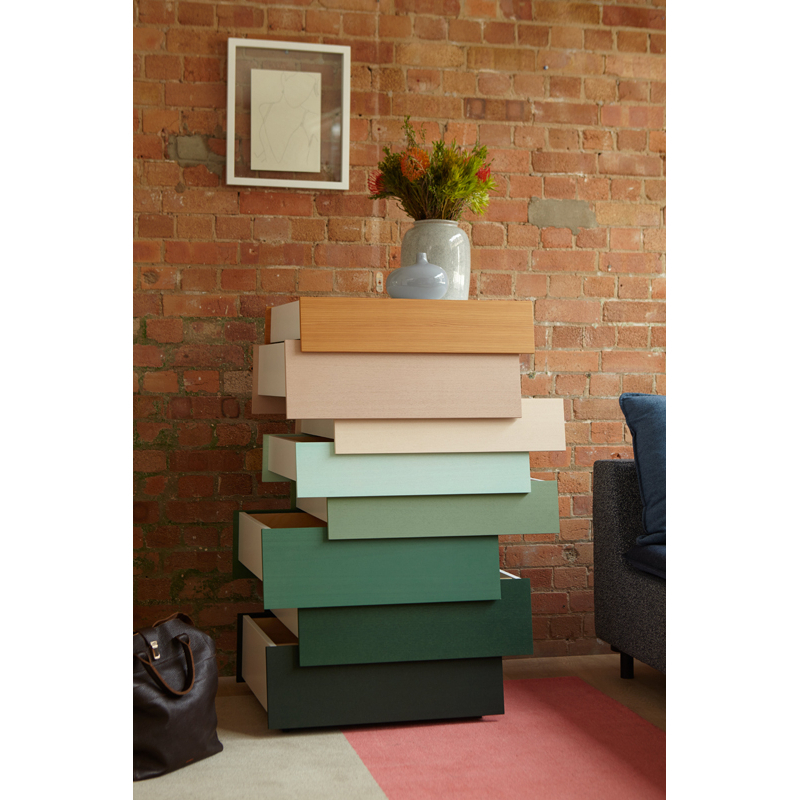 Meuble de rangement STACK 8 tiroirs Bleu ESTABLISHED & SONS