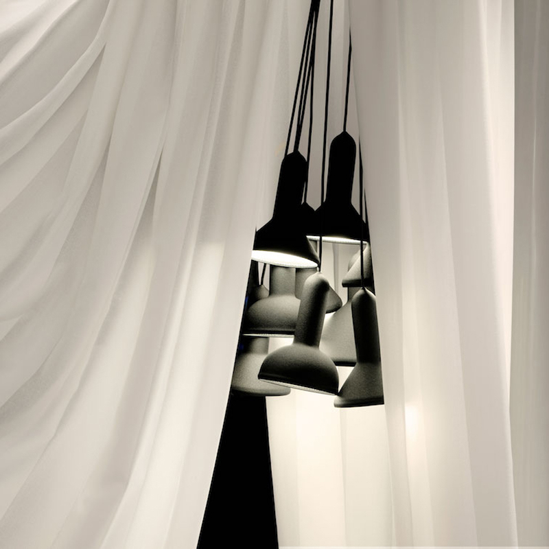 Suspension TORCH BUNCH S10 Gris / câble rouge  ESTABLISHED & SONS