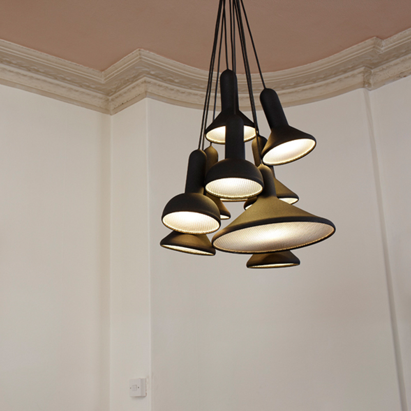 Suspension TORCH BUNCH S10 Gris / câble rouge  ESTABLISHED & SONS