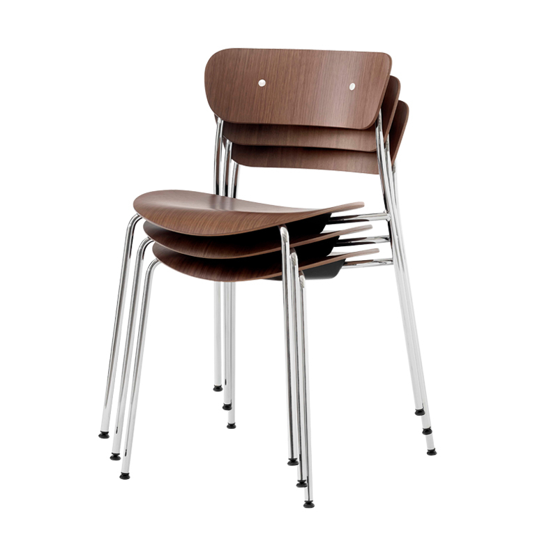 Chaise PAVILION AV1 piètement chrome Noyer AND TRADITION