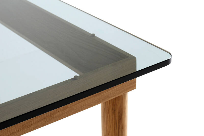 Table basse KOFI 60x60 Noir/ verre cannelé transparent HAY