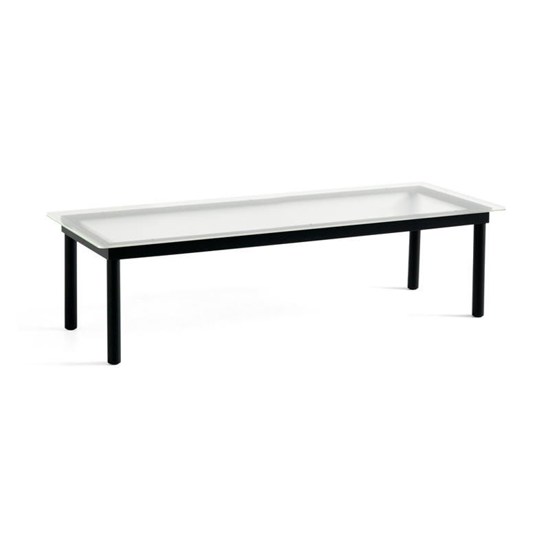 Table basse KOFI 140x50 Noir/ verre cannelé transparent HAY
