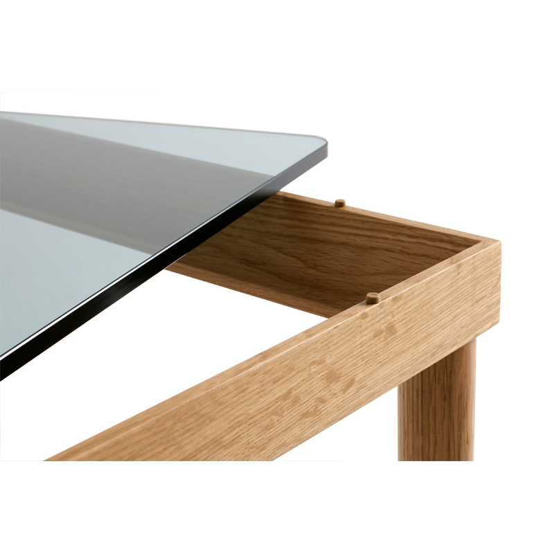 Table basse KOFI 140x50 Noir/ verre cannelé transparent HAY