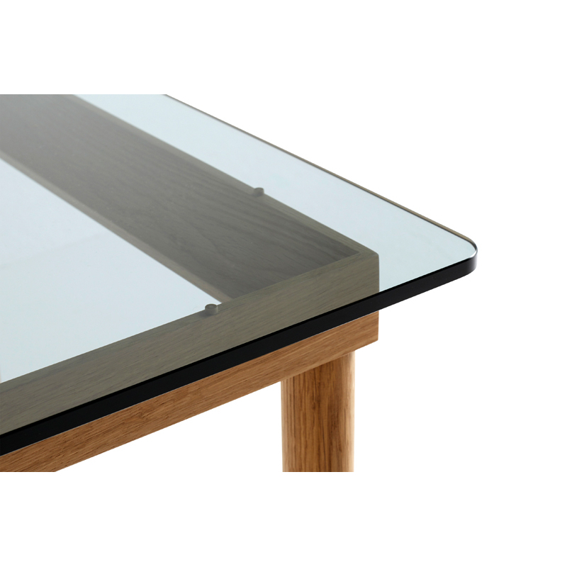 Table basse KOFI 140x50 Noir/ verre cannelé transparent HAY
