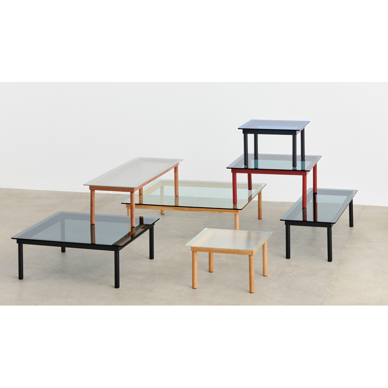 Table basse KOFI 140x50 Noir/ verre cannelé transparent HAY
