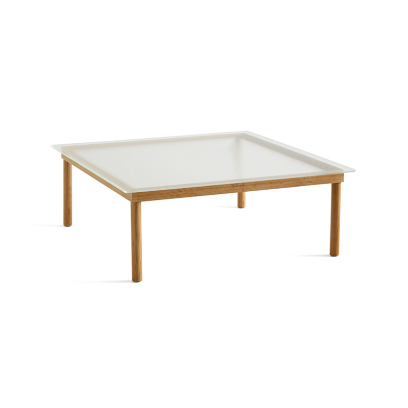 Table basse KOFI 100x100 Chêne/ verre cannelé transparent HAY