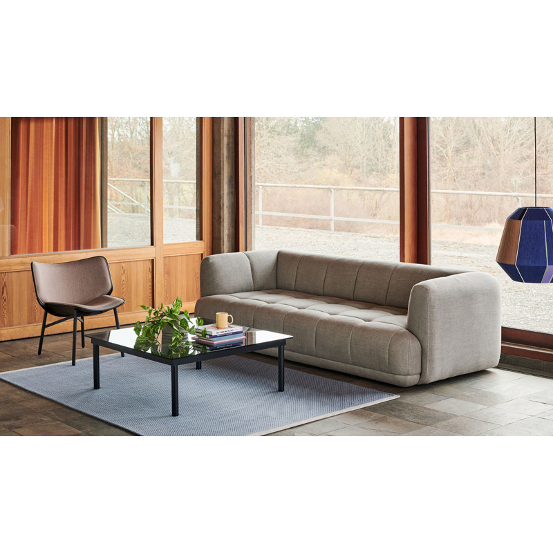 Table basse KOFI 100x100 Noyer/ verre transparent HAY