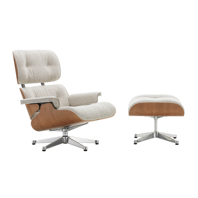 Fauteuil EAMES LOUNGE & OTTOMAN Tissu Nubia 03 / coque cerisier américain VITRA
