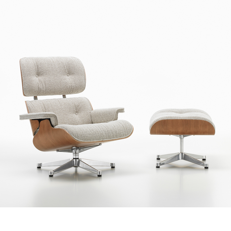 Fauteuil EAMES LOUNGE & OTTOMAN Tissu Nubia 03 / coque cerisier américain VITRA