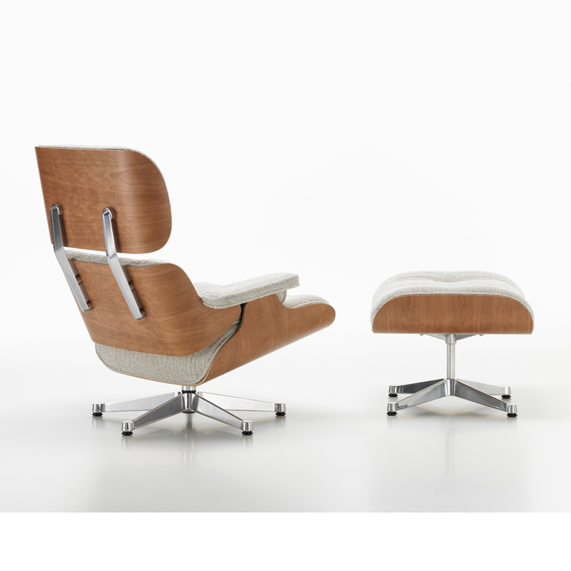 Fauteuil EAMES LOUNGE & OTTOMAN Tissu Nubia 03 / coque cerisier américain VITRA