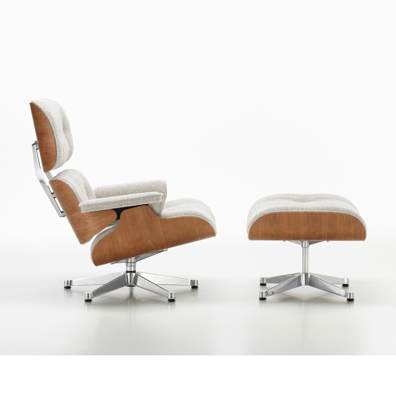 Fauteuil EAMES LOUNGE & OTTOMAN Tissu Nubia 03 / coque cerisier américain VITRA