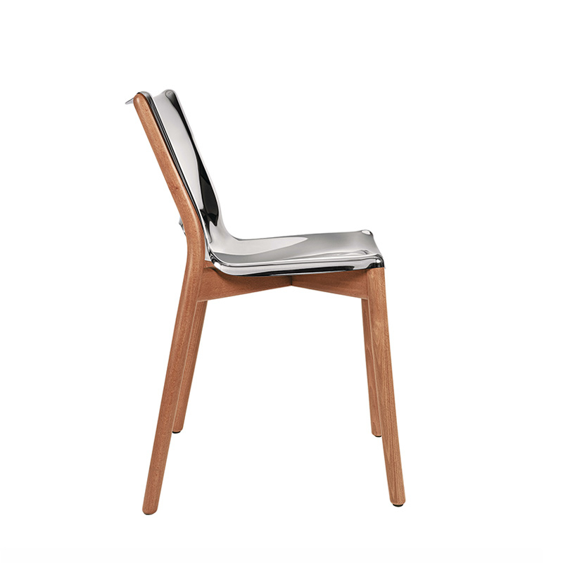 Chaise POÊLE Inox brillant/ hêtre brun ALESSI