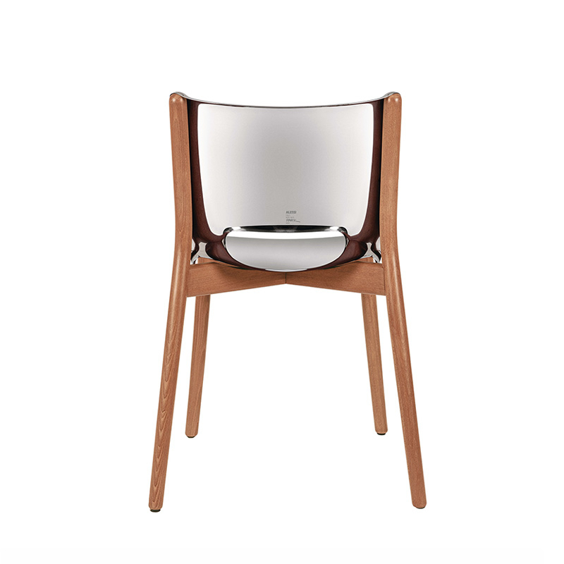 Chaise POÊLE Inox brillant/ hêtre brun ALESSI