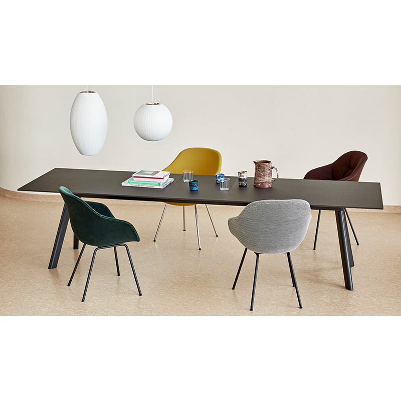 Table CPH 30 Rallonge 50x90 Lino blanc cassé/ noyer vernis à base d'eau HAY