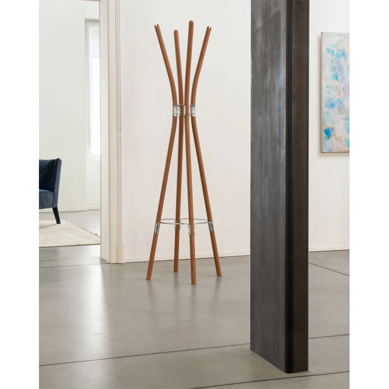 Porte-manteau Portemanteau POÊLE Inox brillant/ hêtre brun ALESSI
