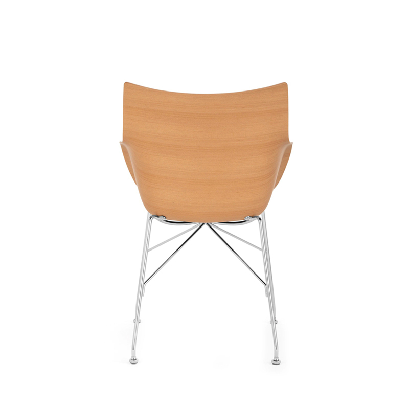 Chaise Q/WOOD assise tissu Bois clair/ chrome/ bleu clair KARTELL