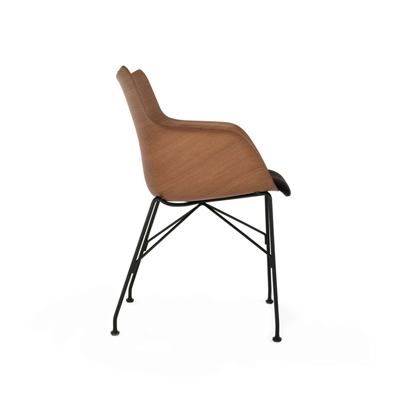 Chaise Q/WOOD assise tissu Bois foncé/ noir/ noir KARTELL
