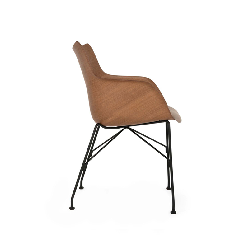 Chaise Q/WOOD assise tissu Bois foncé/ noir/ écru KARTELL