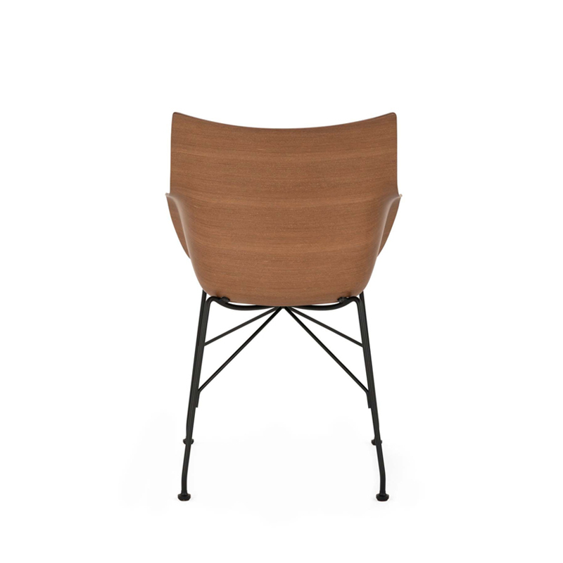 Chaise Q/WOOD assise tissu Bois foncé/ noir/ écru KARTELL