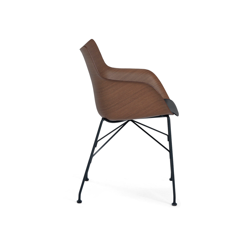Chaise Q/WOOD assise plastique Hêtre foncé/ noir/ noir KARTELL