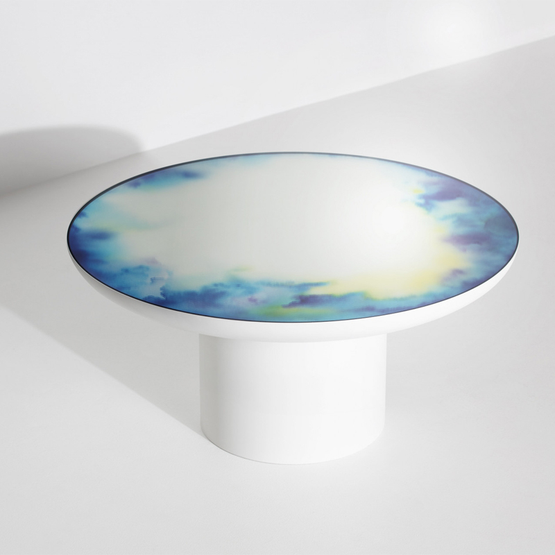 Table basse FRANCIS L Aquarelle bleu-jaune PETITE FRITURE