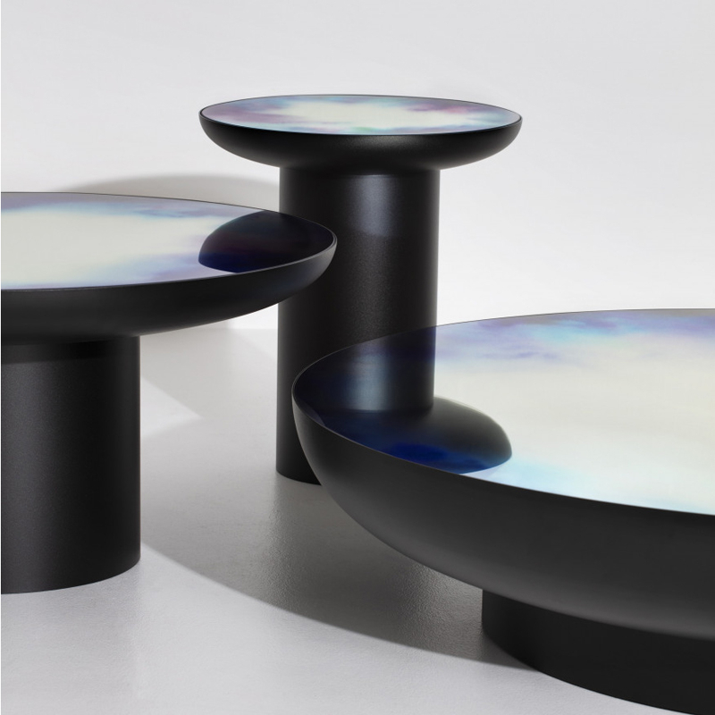 Table d'appoint guéridon FRANCIS Aquarelle bleu-violet PETITE FRITURE