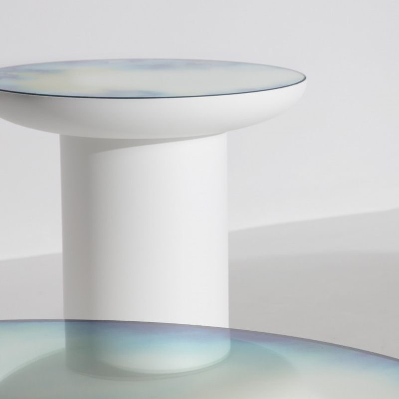 Table d'appoint guéridon FRANCIS Aquarelle bleu-jaune PETITE FRITURE