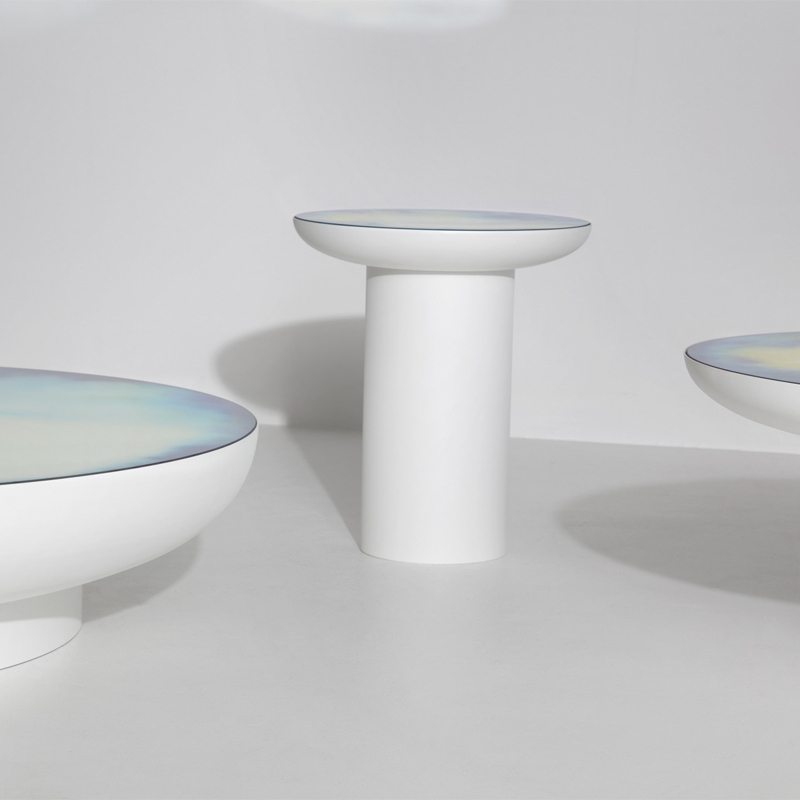 Table d'appoint guéridon FRANCIS Aquarelle bleu-jaune PETITE FRITURE
