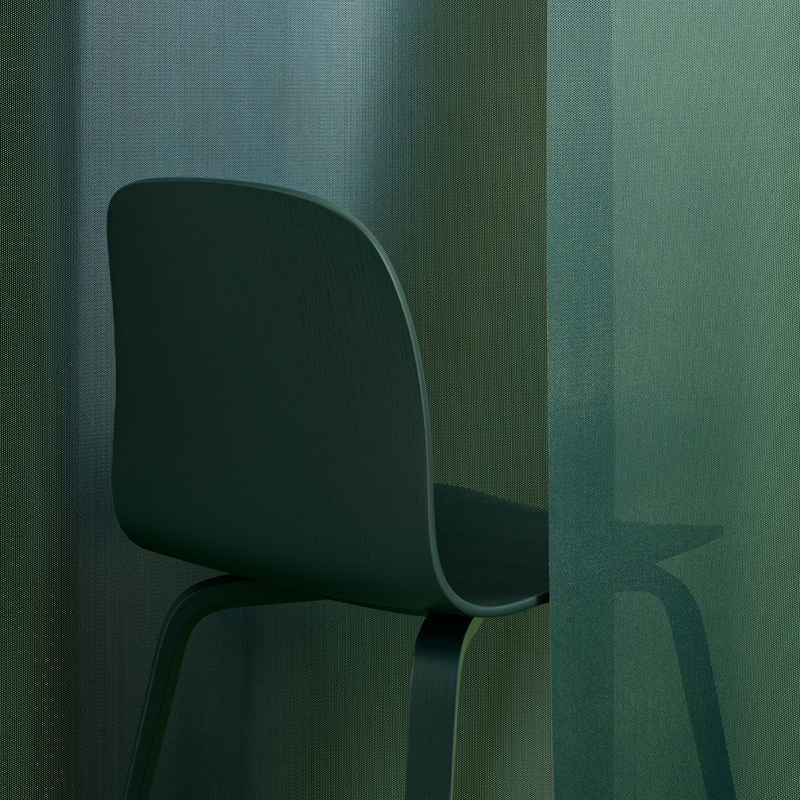 Chaise VISU pieds bois Vert foncé MUUTO