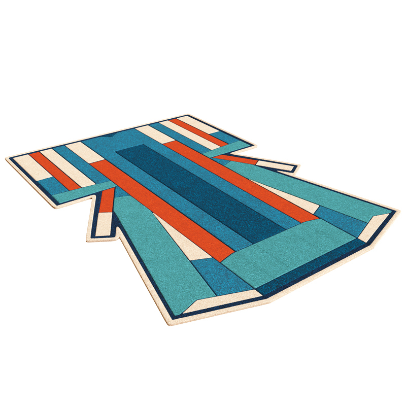 Tapis INÈS Bleu/Terracotta
