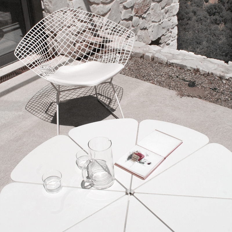 Fauteuil DIAMANT OUTDOOR avec galette d'assise Blanc KNOLL