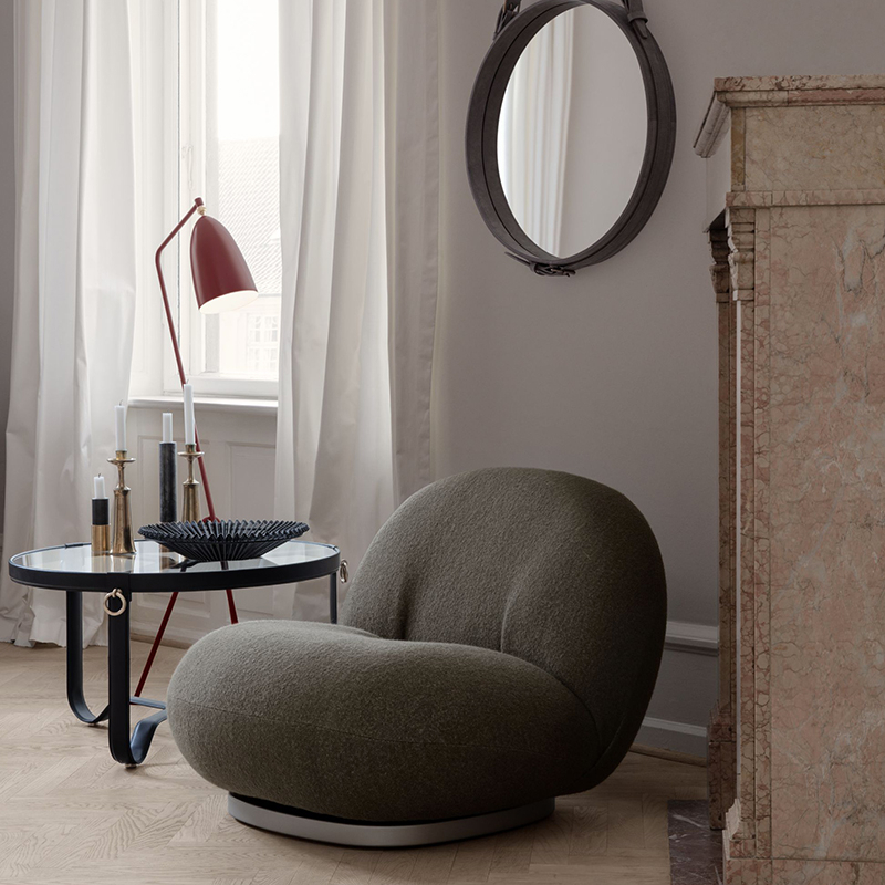 Table basse ADNET Ø 70 Cuir noir GUBI