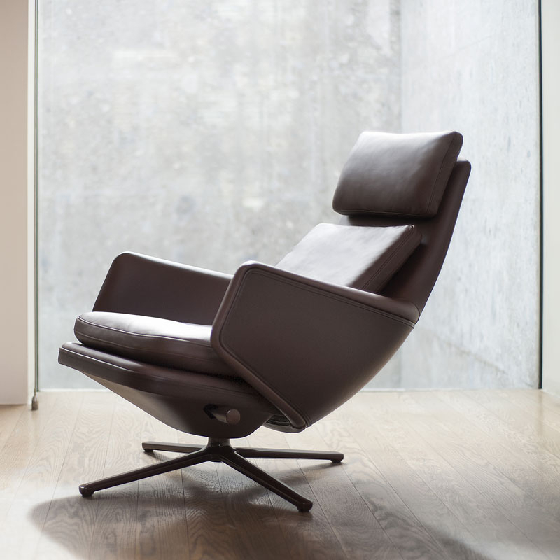 Fauteuil GRAND RELAX Gris Umbra 61/ noir VITRA