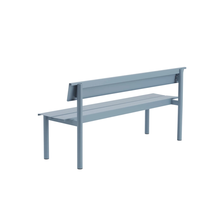 Outdoor Bench LINEAR STEEL with backrest W 170 Pale blue MUUTO