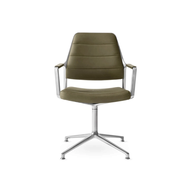 SWIVEL CHAIR 455 à patins cuir Bosco / Aluminium poli VIPP