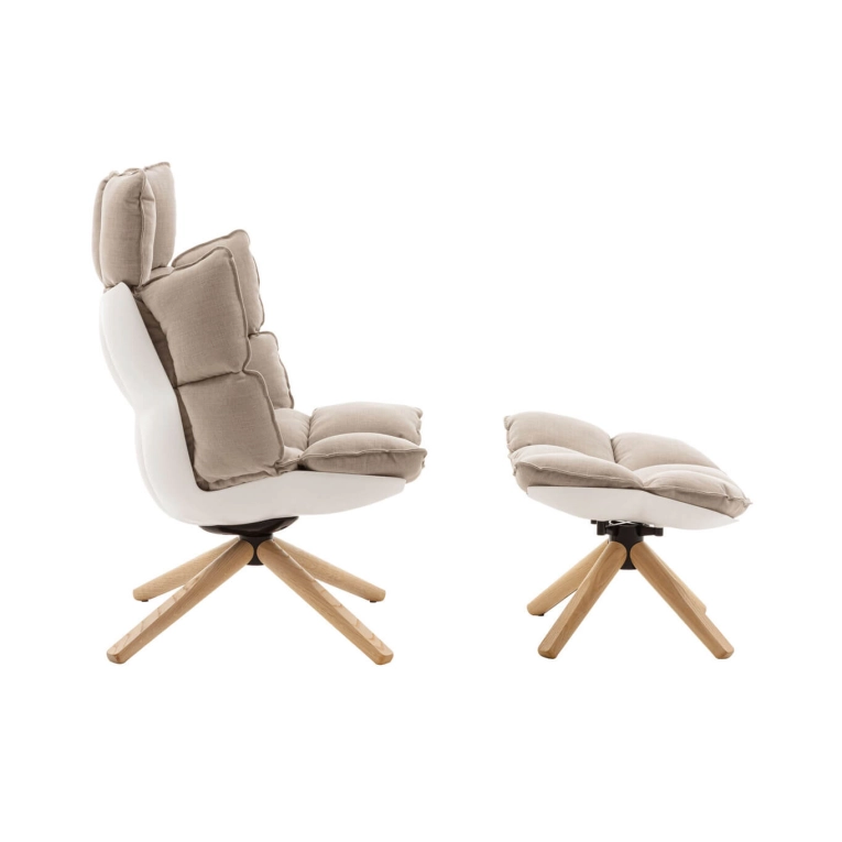 HUSK Haut avec repose-pieds Toile Asolo Ecru B&B ITALIA