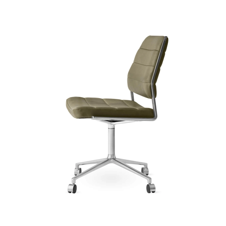 SWIVEL CHAIR 454 à roulettes cuir Bosco / Aluminium poli VIPP