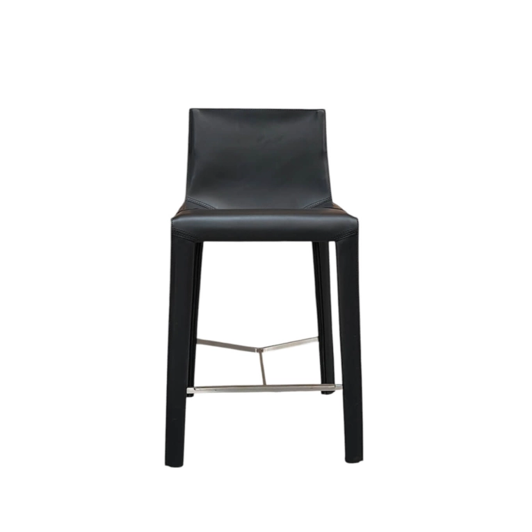 Tabouret Haut Occasion SEATTLE cuir Noir POLIFORM