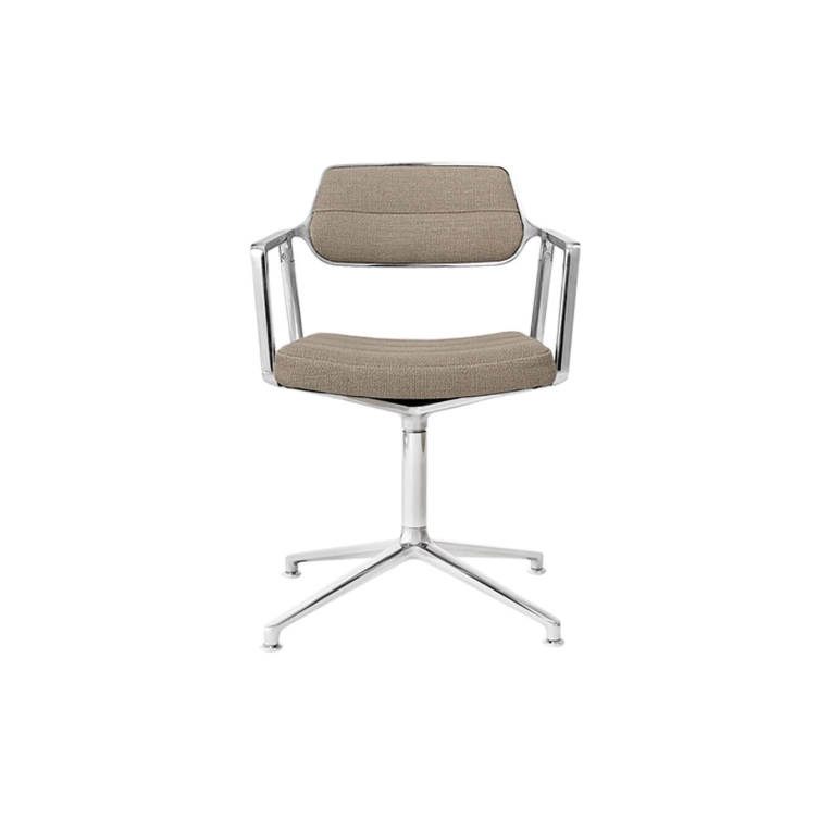 SWIVEL CHAIR 453 à patins Tissu sable foncé / Aluminium poli VIPP