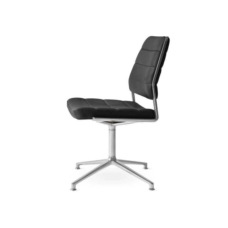 SWIVEL CHAIR 454 à patins cuir Noir / Aluminium poli VIPP
