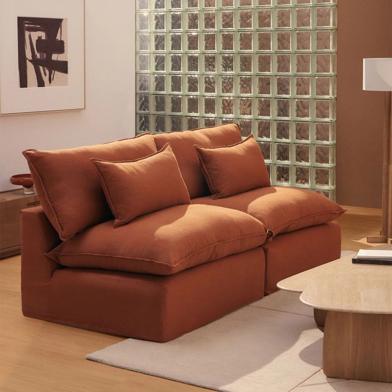 ANARELA modulable 3 places Lin Terracotta KAVE HOME